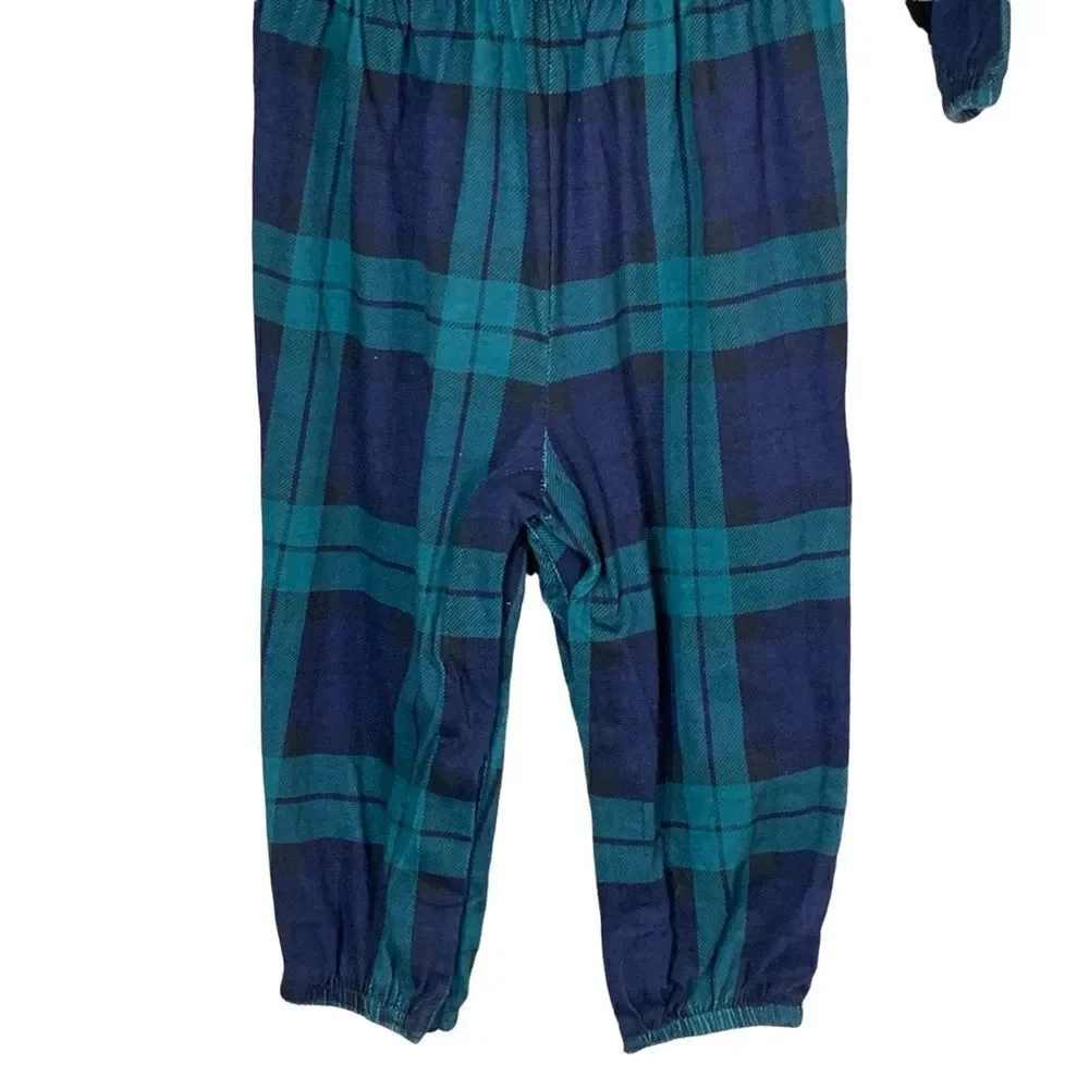 ‎Old Navy toddler girl green/blue plaid jumpsuit